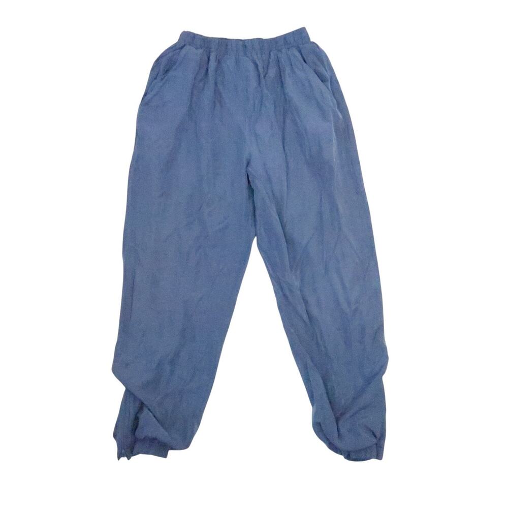 Vintage 90s Blue Swishy Windbreaker Track Pants Zip Ankle M